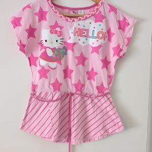 Hello Kitty Pink and White Starry Tunic Top Girls 14-16